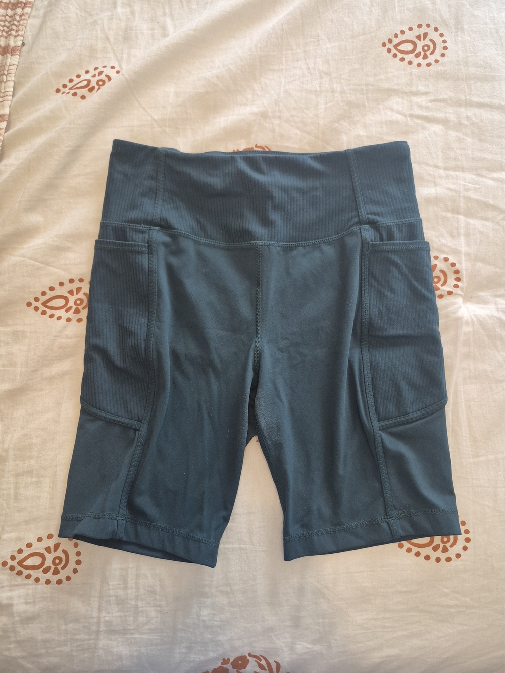 Mondetta Teal High-Waist Bike Shorts with Side Pockets